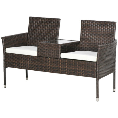 Outsunny Two-Seat Rattan Chair, with Middle Table