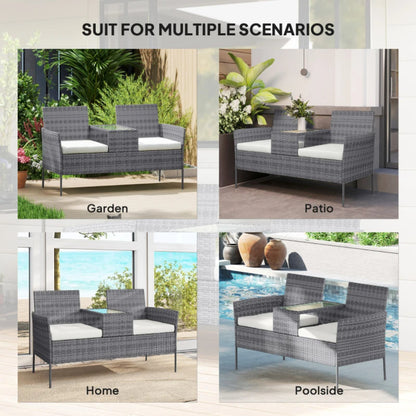 Outsunny Two-Seat Rattan Chair, with Middle Table