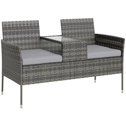 Outsunny Two-Seat Rattan Chair, with Middle Table