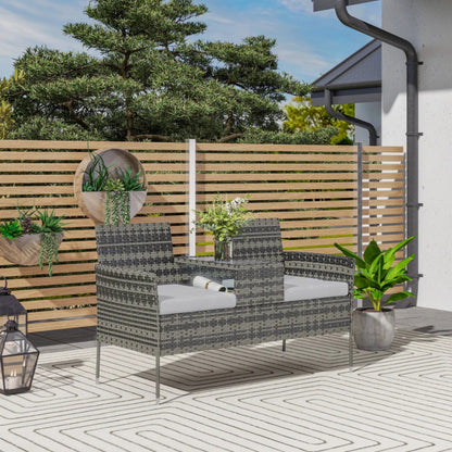 Outsunny Two-Seat Rattan Chair, with Middle Table