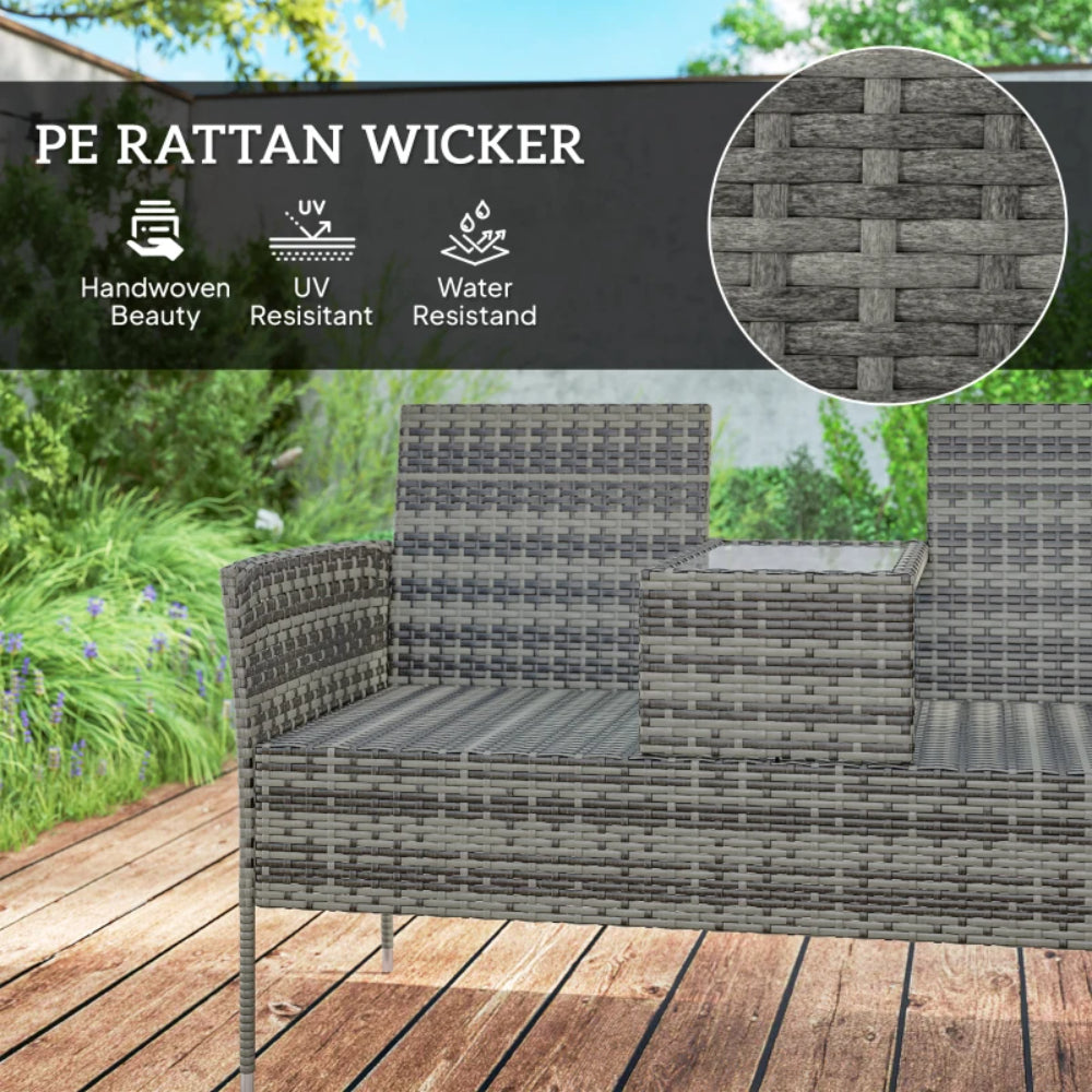 Outsunny Two-Seat Rattan Chair, with Middle Table