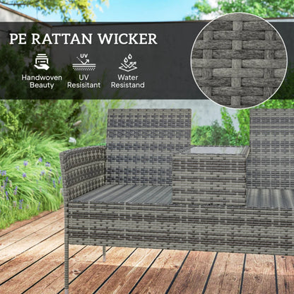 Outsunny Two-Seat Rattan Chair, with Middle Table