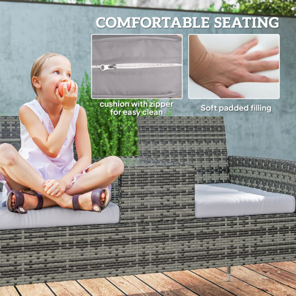 Outsunny Two-Seat Rattan Chair, with Middle Table