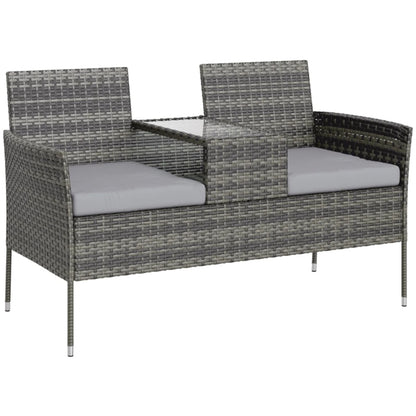Outsunny Two-Seat Rattan Chair, with Middle Table