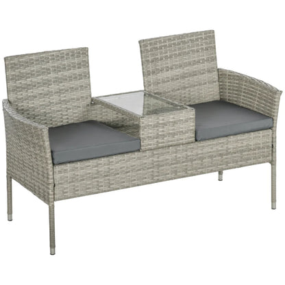 Outsunny Two-Seat Rattan Chair, with Middle Table