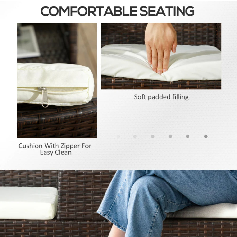 Outsunny Two-Seat Rattan Chair, with Middle Table