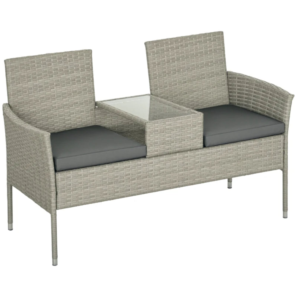 Outsunny Two-Seat Rattan Chair, with Middle Table