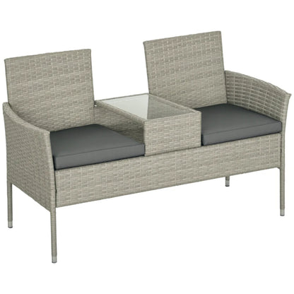 Outsunny Two-Seat Rattan Chair, with Middle Table