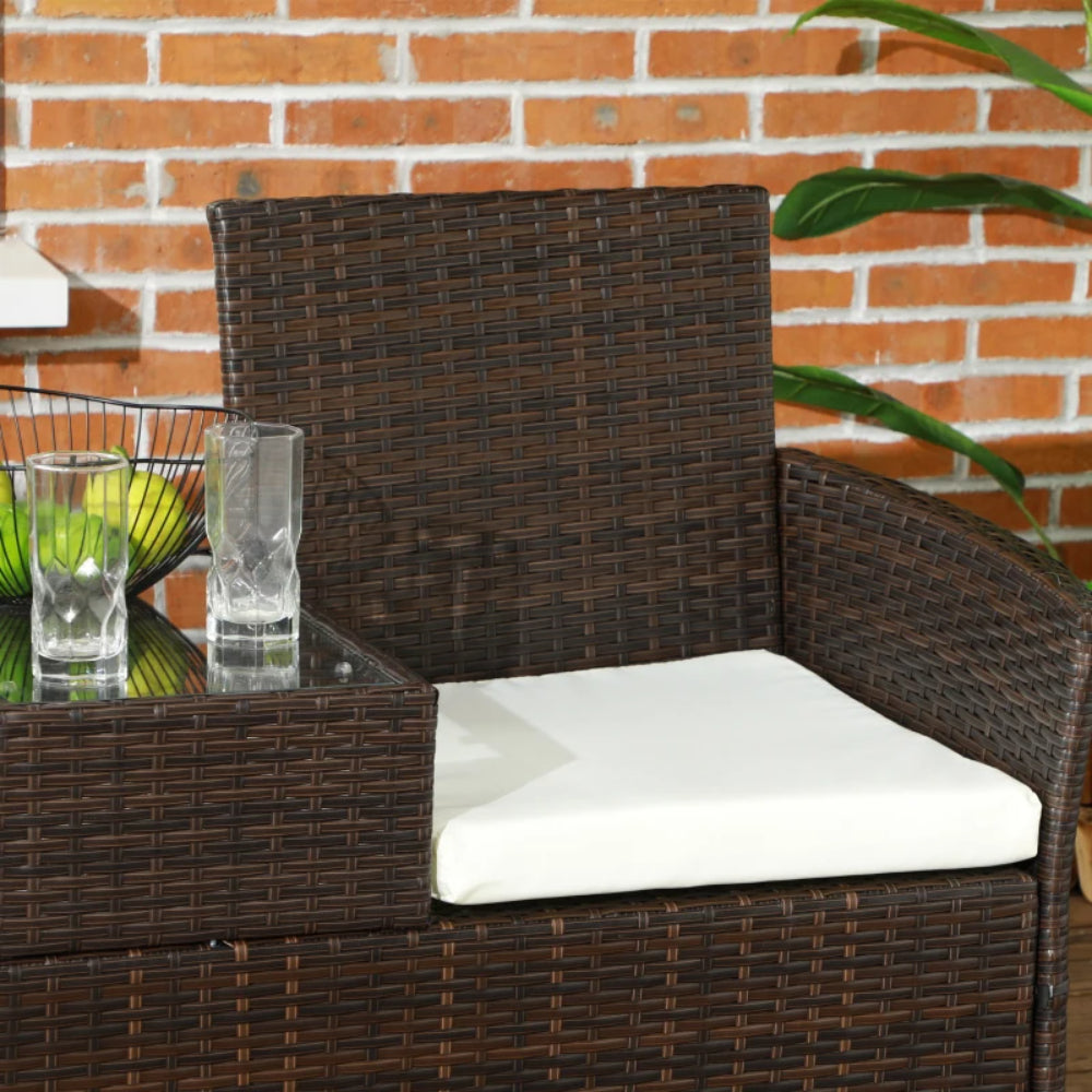 Outsunny Two-Seat Rattan Chair, with Middle Table
