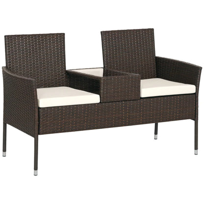Outsunny Two-Seat Rattan Chair, with Middle Table