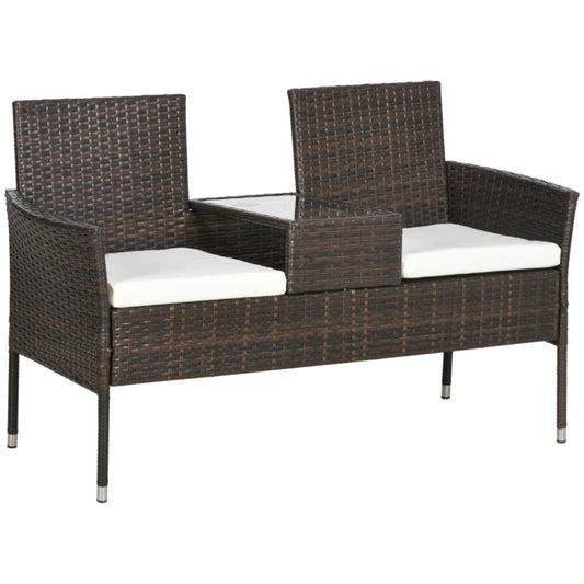 Outsunny Two-Seat Rattan Chair, with Middle Table