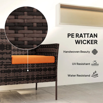 Outsunny Two-Seat Rattan Chair, with Middle Table - Orange