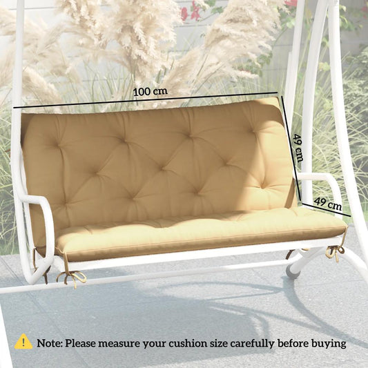 Outsunny Two-Seater Bench Cushion - Khaki 2