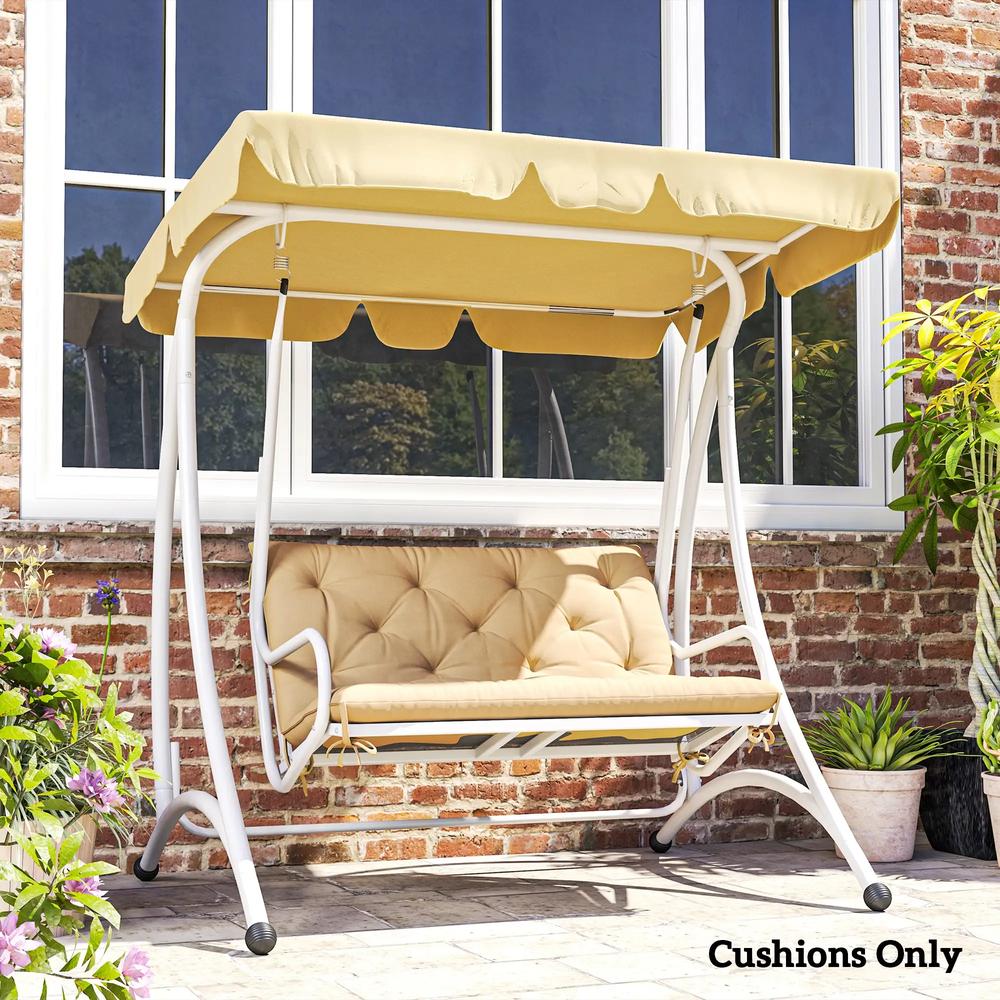 Outsunny Two-Seater Bench Cushion - Khaki 8