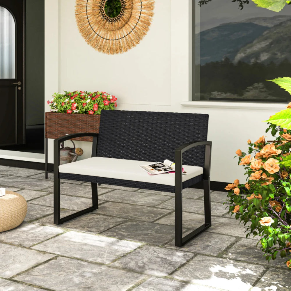 Outsunny Two-Seater Rattan Garden Bench