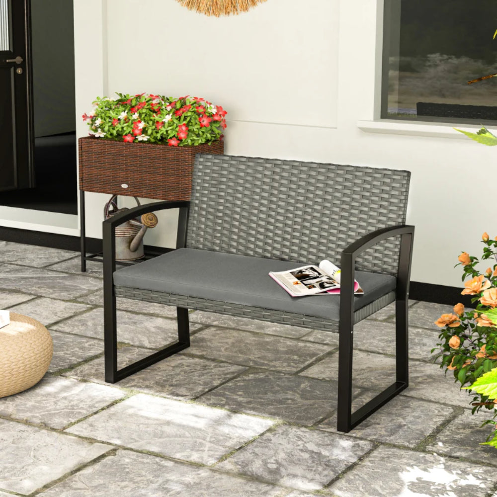 Outsunny Two-Seater Rattan Garden Bench