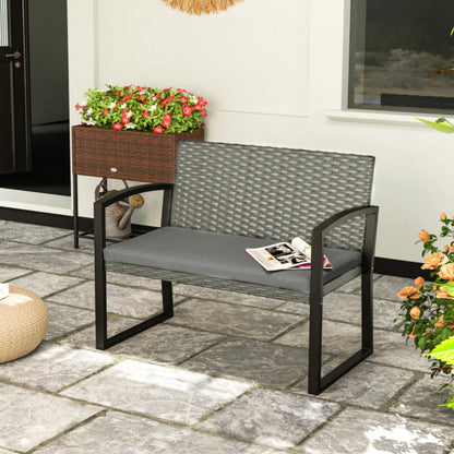 Outsunny Two-Seater Rattan Garden Bench