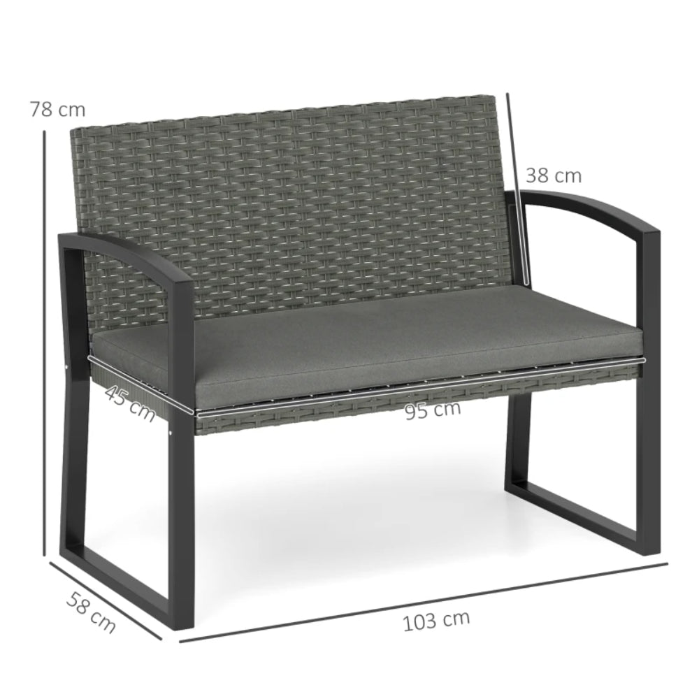 Outsunny Two-Seater Rattan Garden Bench
