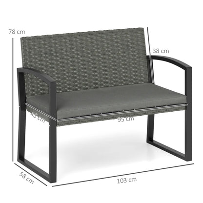 Outsunny Two-Seater Rattan Garden Bench