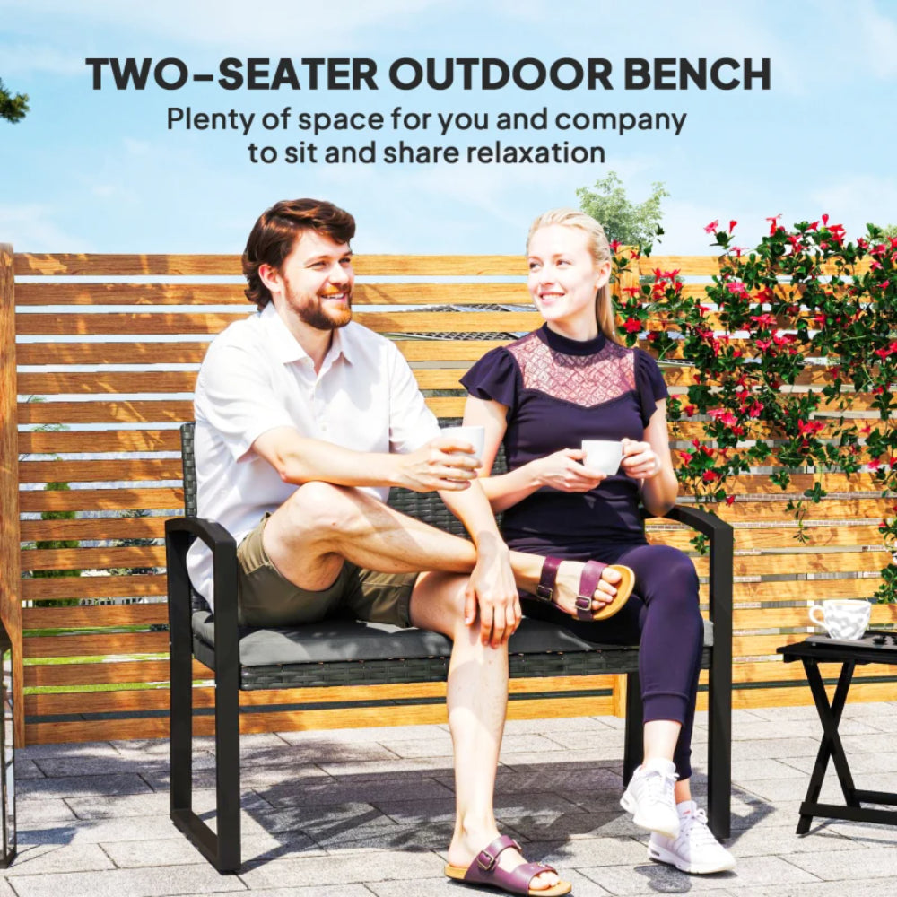 Outsunny Two-Seater Rattan Garden Bench