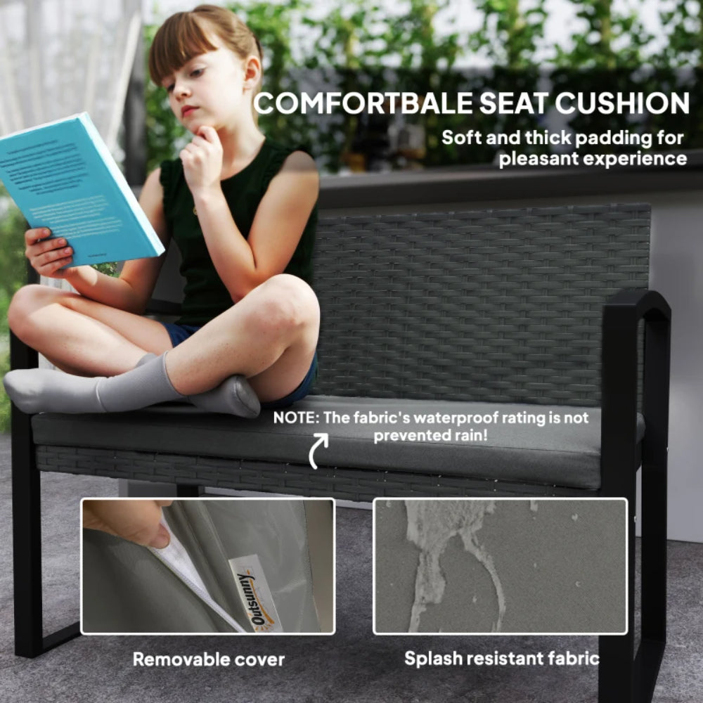 Outsunny Two-Seater Rattan Garden Bench