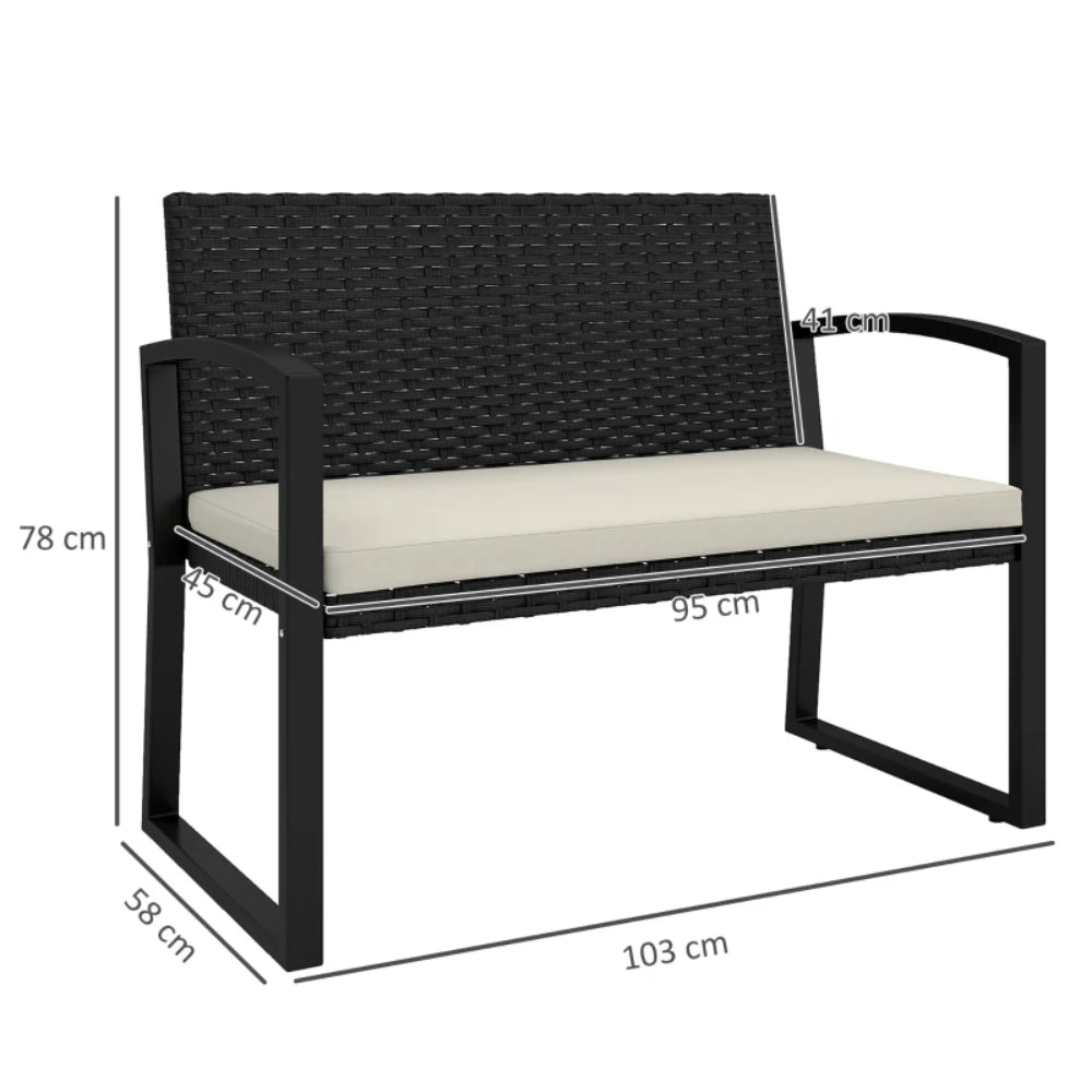 Outsunny Two-Seater Rattan Garden Bench