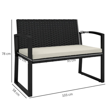 Outsunny Two-Seater Rattan Garden Bench