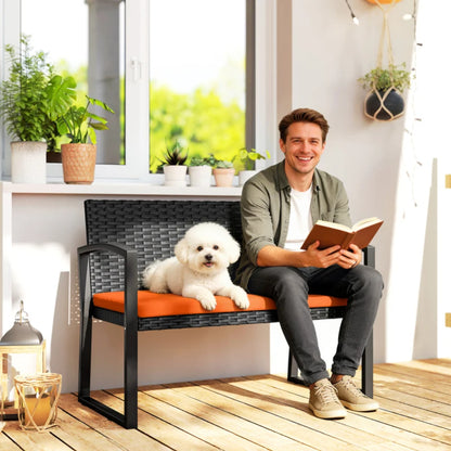 Outsunny Two-Seater Rattan Garden Bench