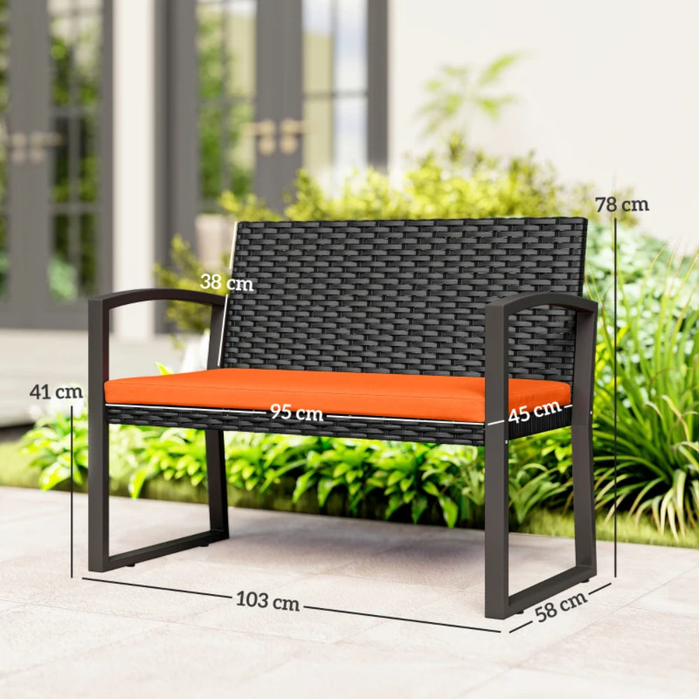 Outsunny Two-Seater Rattan Garden Bench