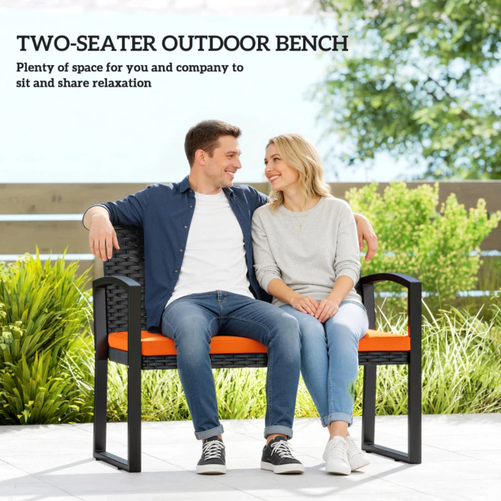 Outsunny Two-Seater Rattan Garden Bench