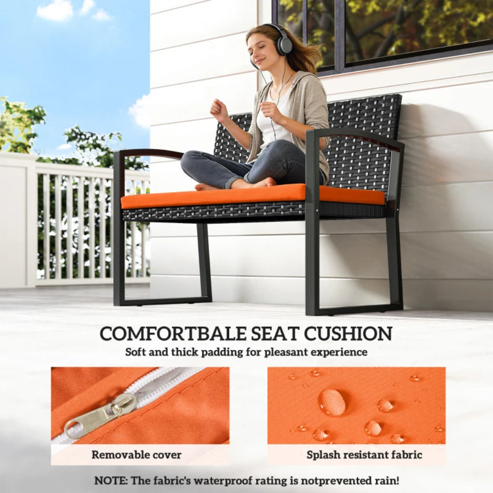 Outsunny Two-Seater Rattan Garden Bench