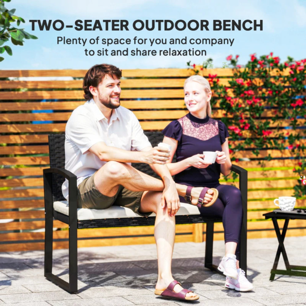 Outsunny Two-Seater Rattan Garden Bench
