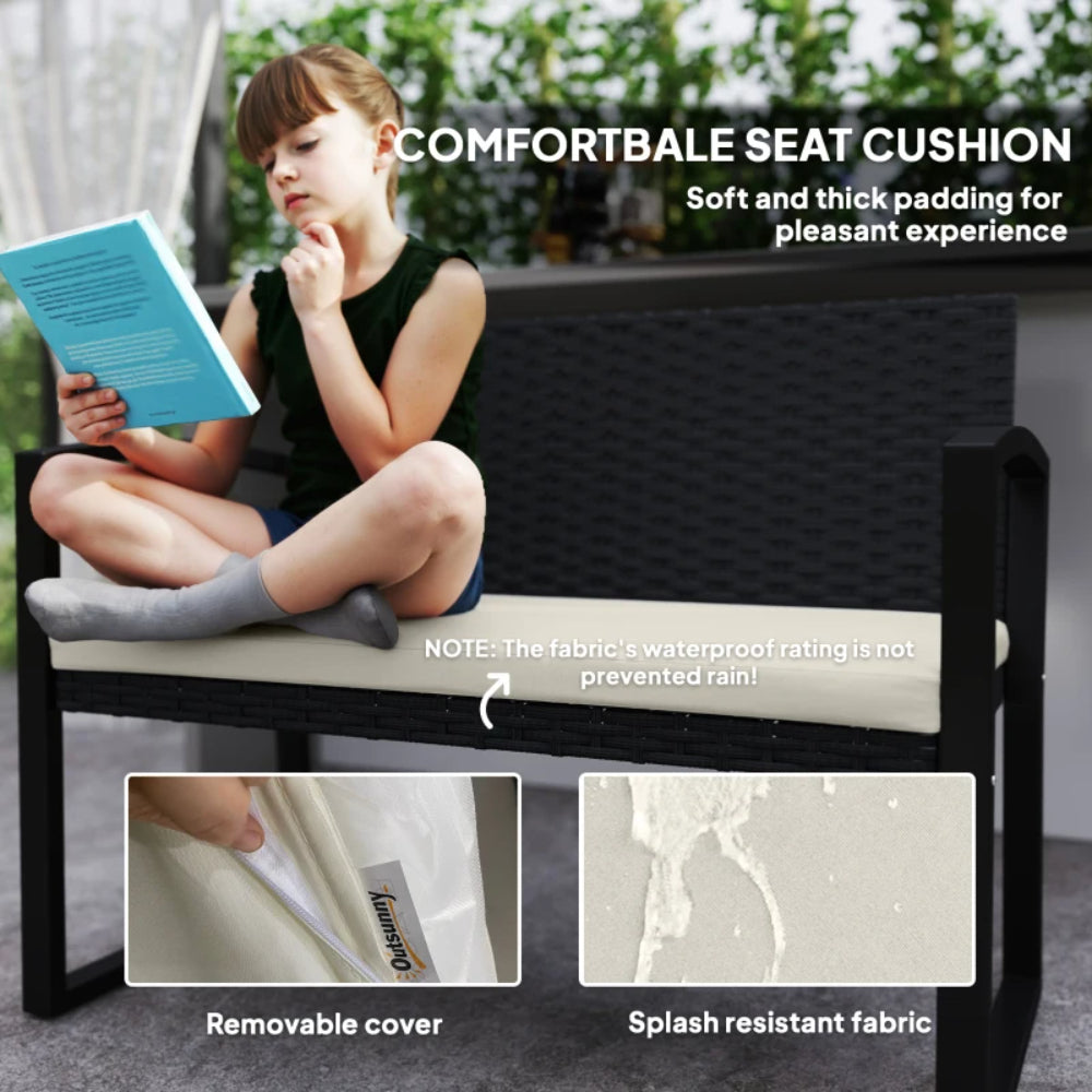 Outsunny Two-Seater Rattan Garden Bench