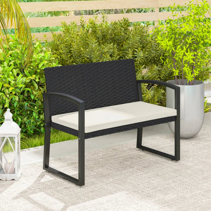Outsunny Two-Seater Rattan Garden Bench