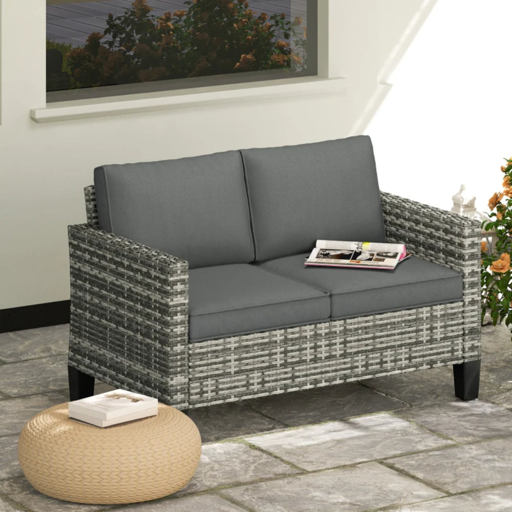 Outsunny Two-Seater Rattan Outdoor Sofa