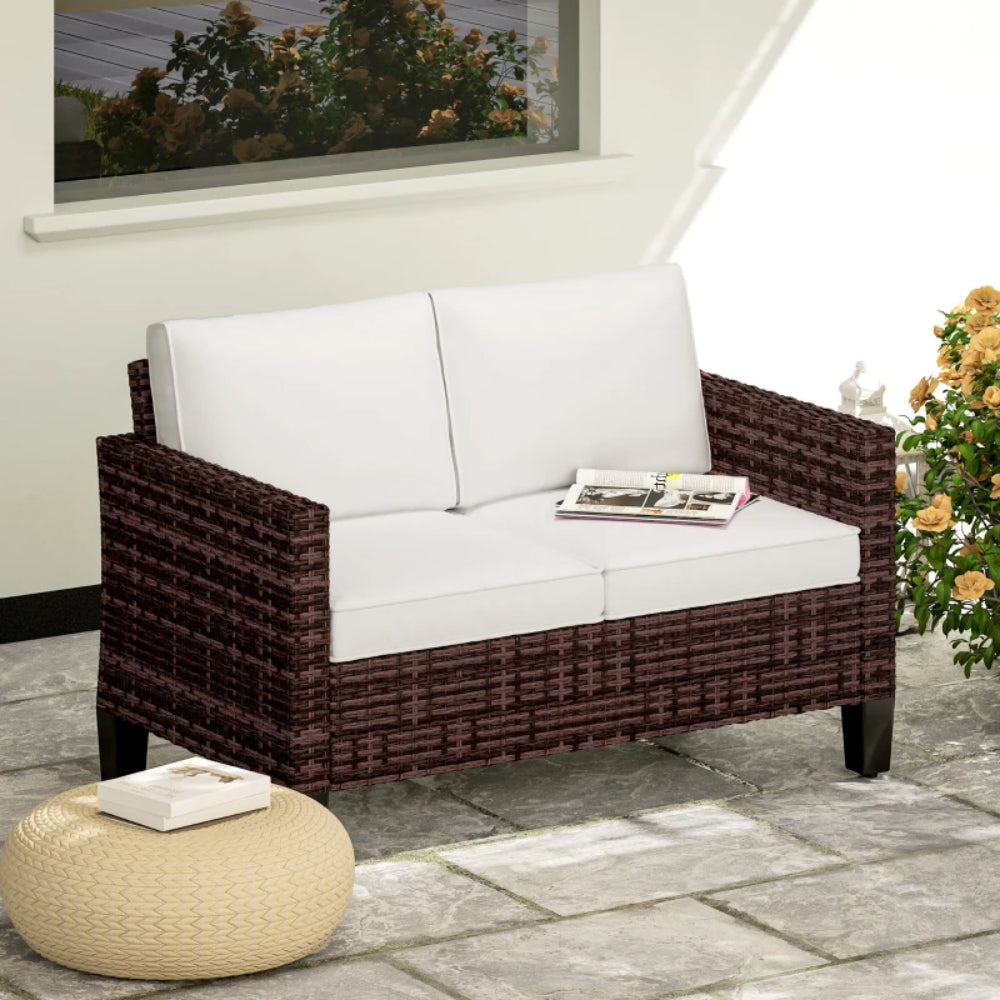 Outsunny Two-Seater Rattan Outdoor Sofa