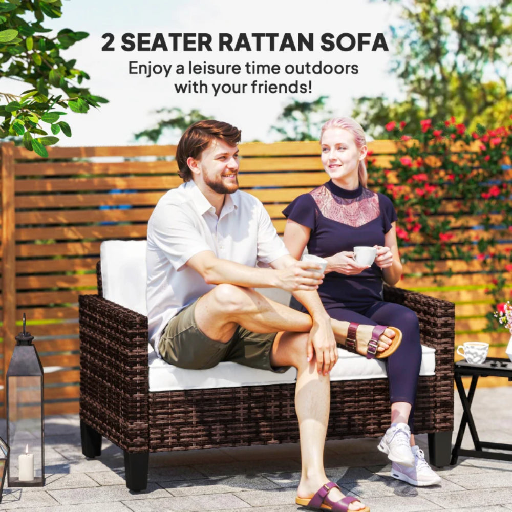 Outsunny Two-Seater Rattan Outdoor Sofa