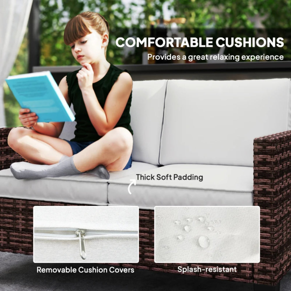 Outsunny Two-Seater Rattan Outdoor Sofa