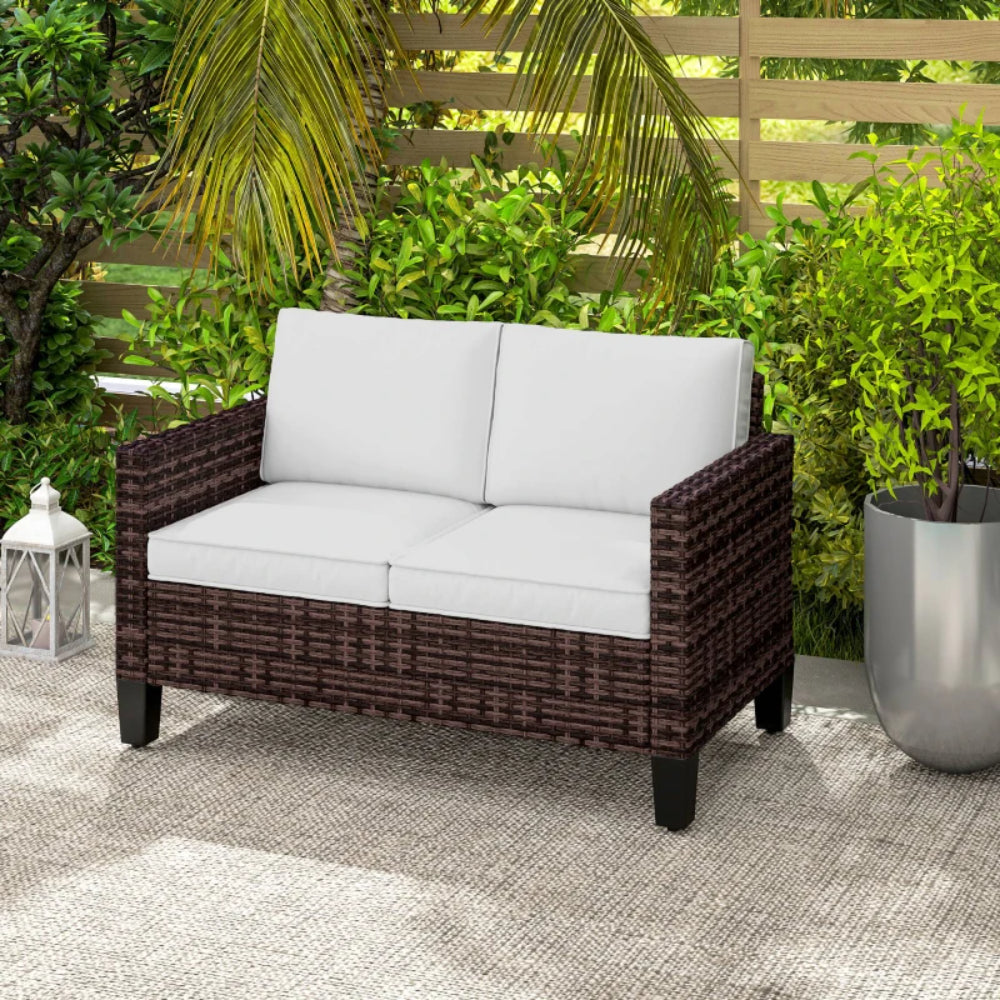 Outsunny Two-Seater Rattan Outdoor Sofa