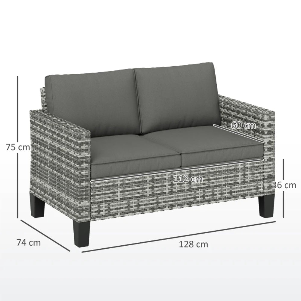 Outsunny Two-Seater Rattan Outdoor Sofa