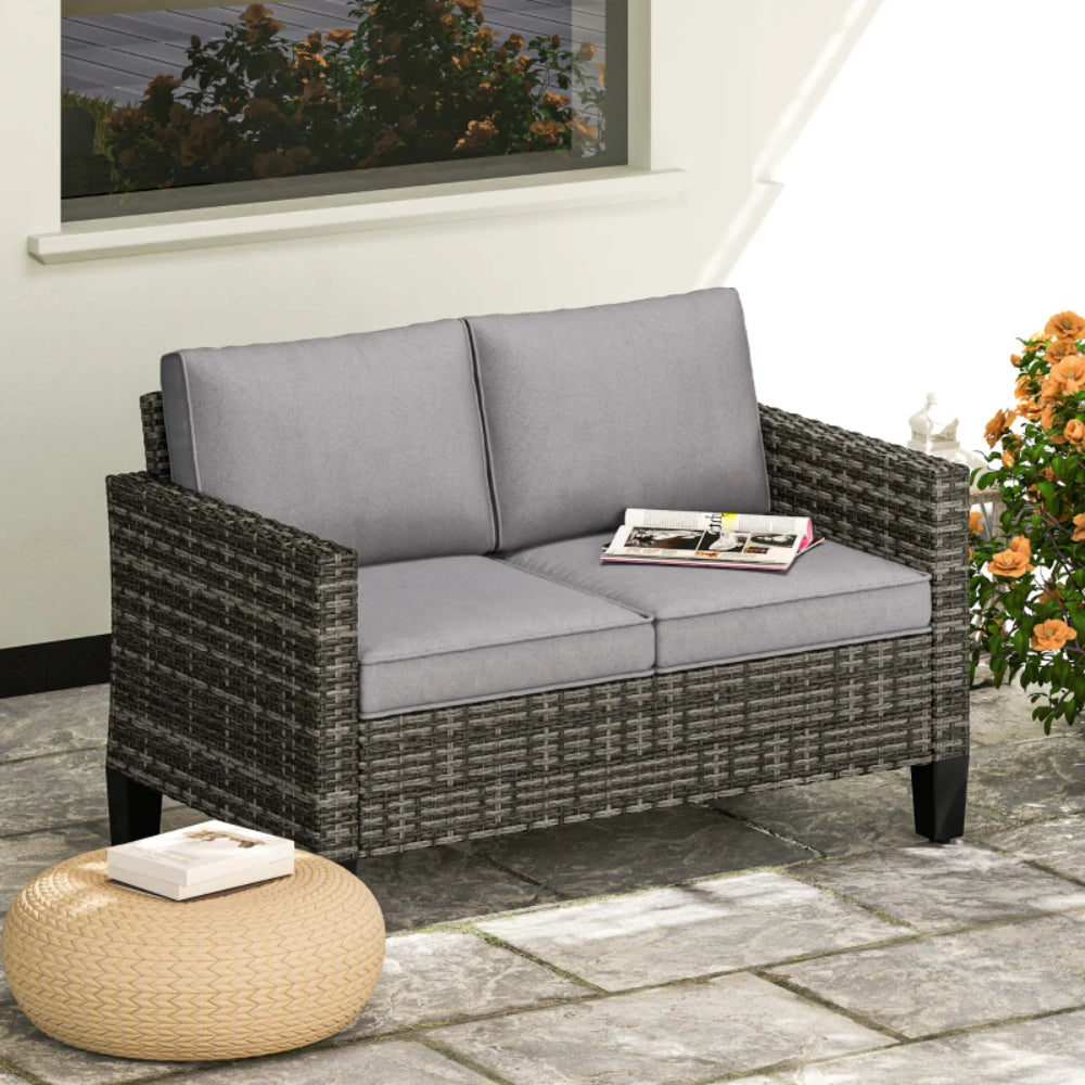 Outsunny Two-Seater Rattan Outdoor Sofa