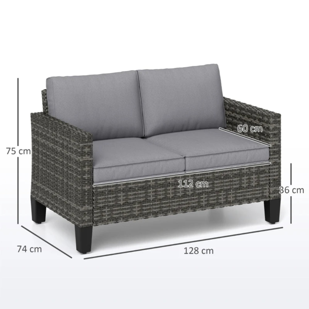 Outsunny Two-Seater Rattan Outdoor Sofa