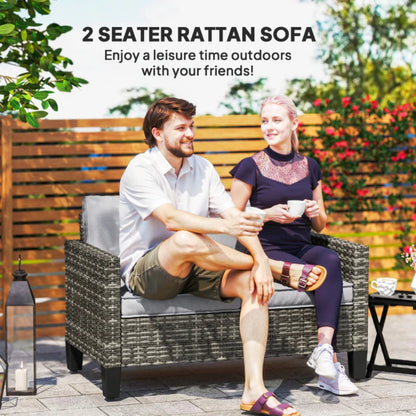 Outsunny Two-Seater Rattan Outdoor Sofa