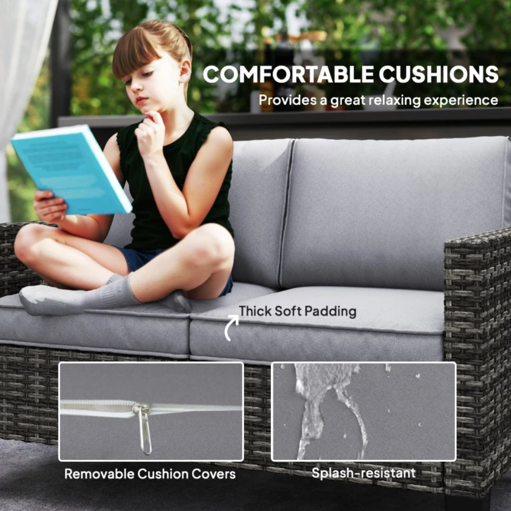 Outsunny Two-Seater Rattan Outdoor Sofa
