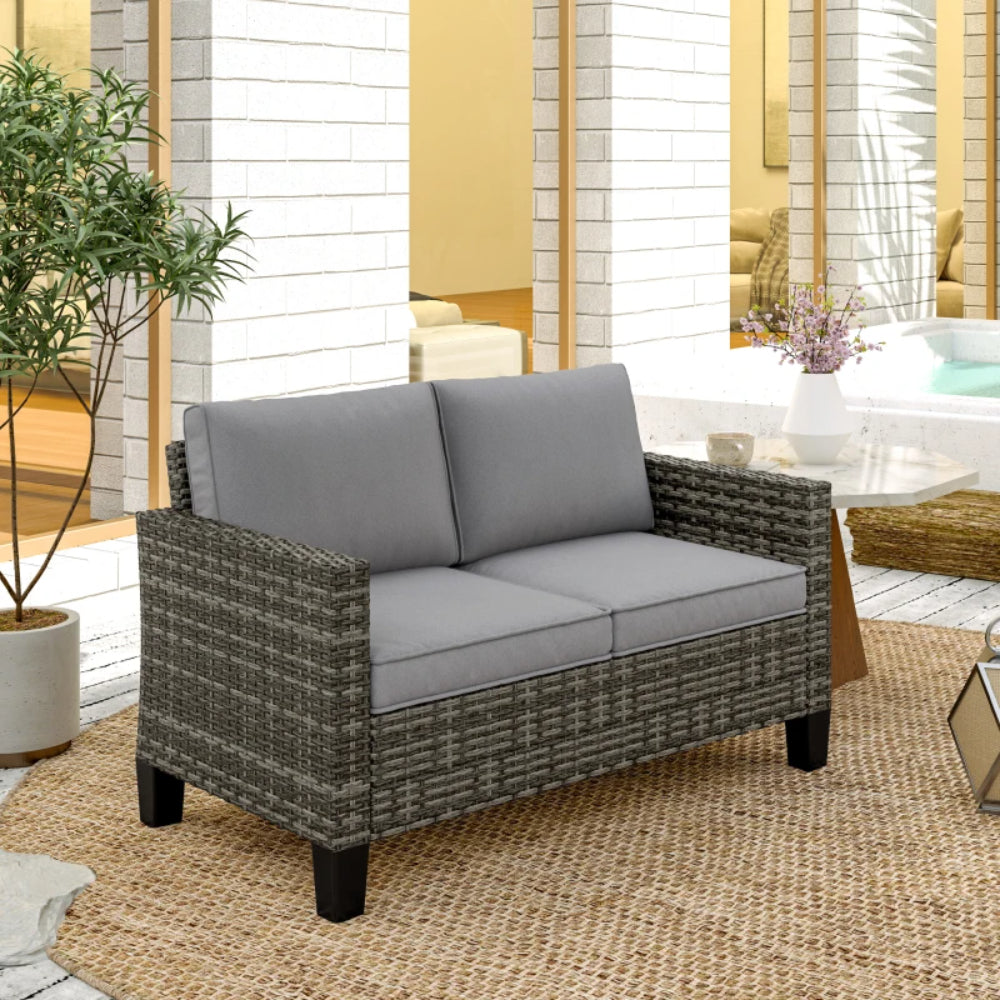 Outsunny Two-Seater Rattan Outdoor Sofa