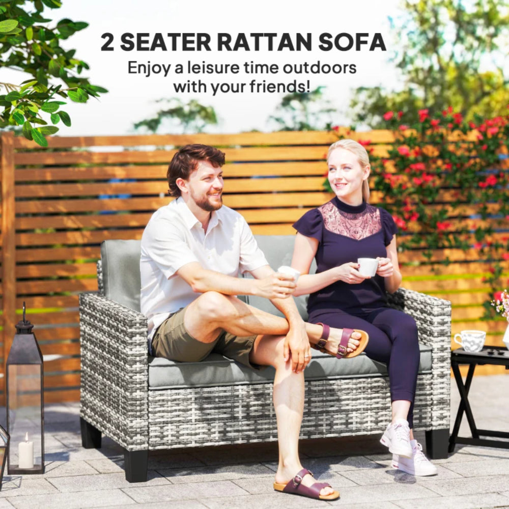 Outsunny Two-Seater Rattan Outdoor Sofa