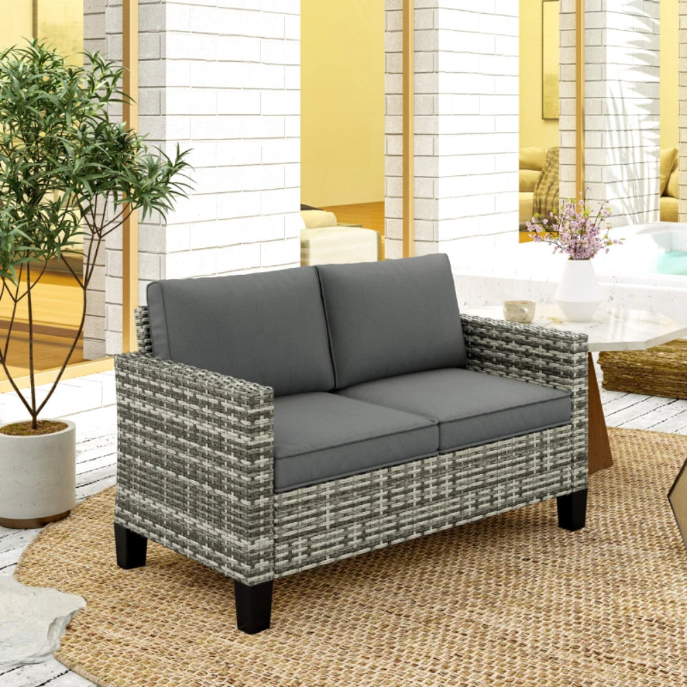 Outsunny Two-Seater Rattan Outdoor Sofa