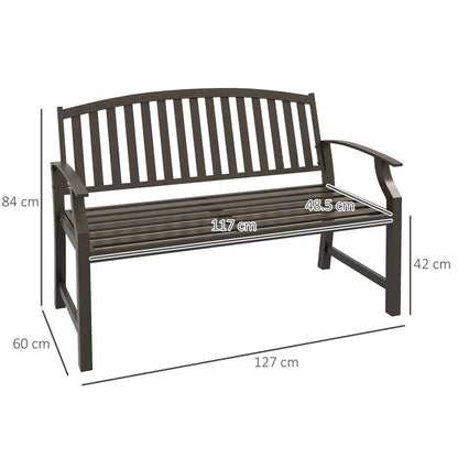 Outsunny Two-Seater Simple Metal Bench - Brown 2