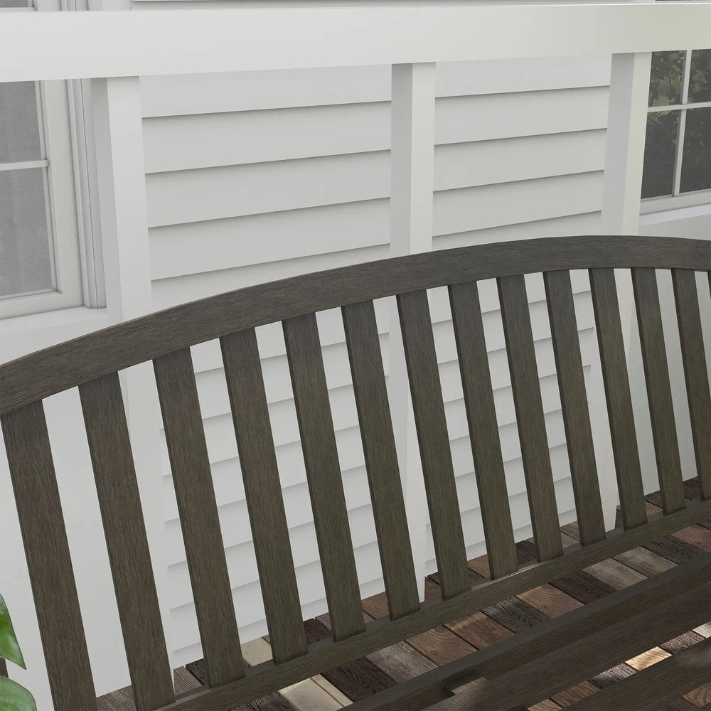 Outsunny Two-Seater Simple Metal Bench - Brown 5
