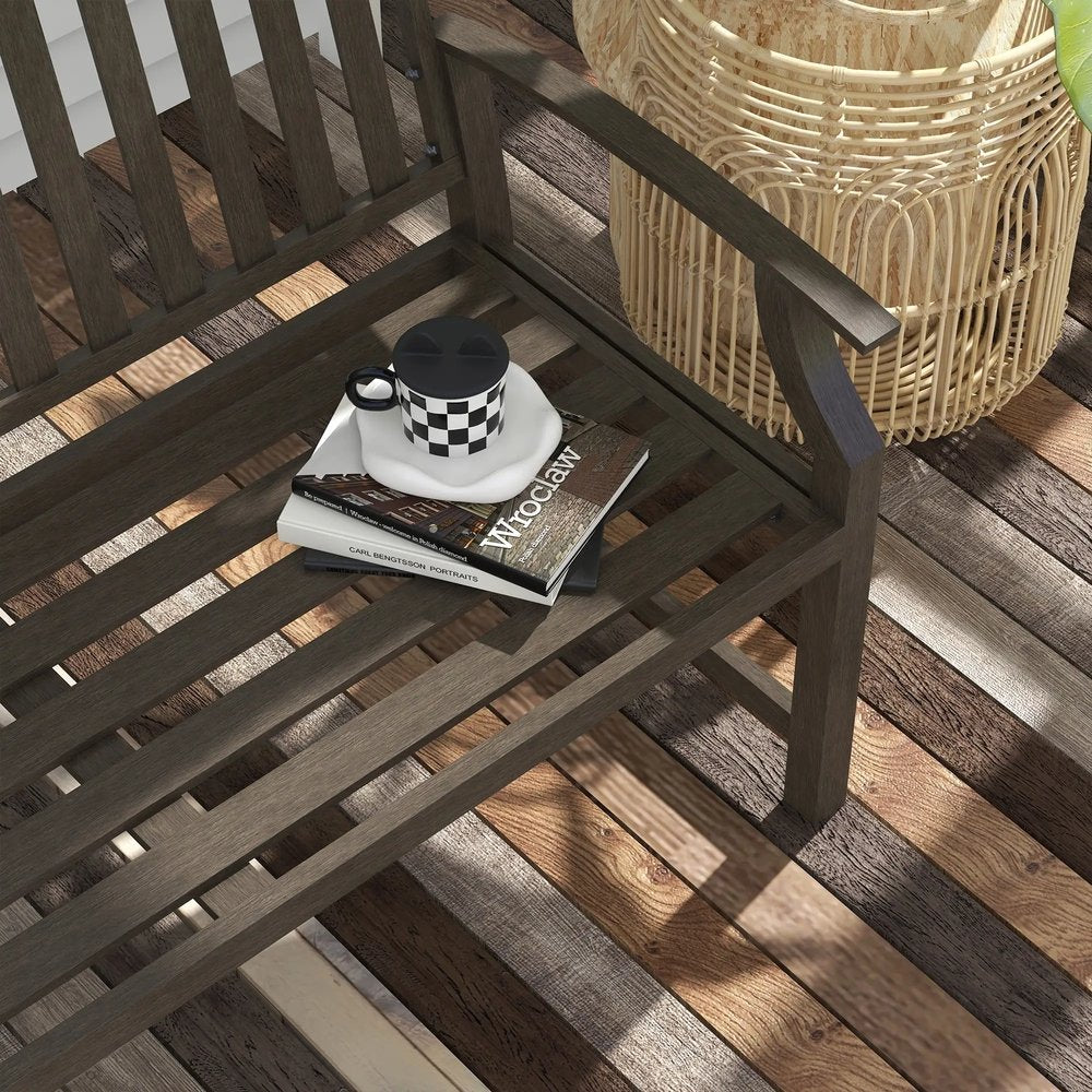 Outsunny Two-Seater Simple Metal Bench - Brown 7